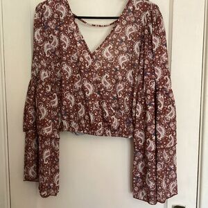 Paisley/Floral brown crop blouse